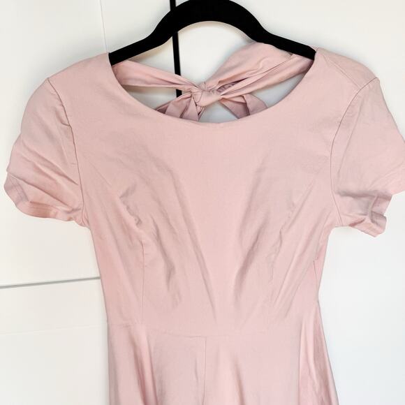 Gown Town Vintage Inspired Swing Dress, Midi, Pink Medium 1950s Bow Neck - Picture 5 of 14